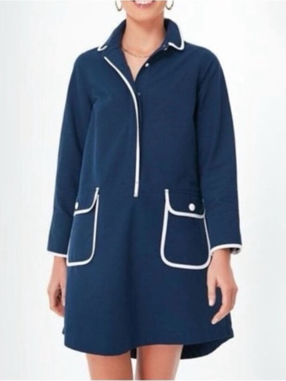 Pomander Place by Tuckernuck Navy Blue Perkins Shirt Dress sz M Shift Nautical